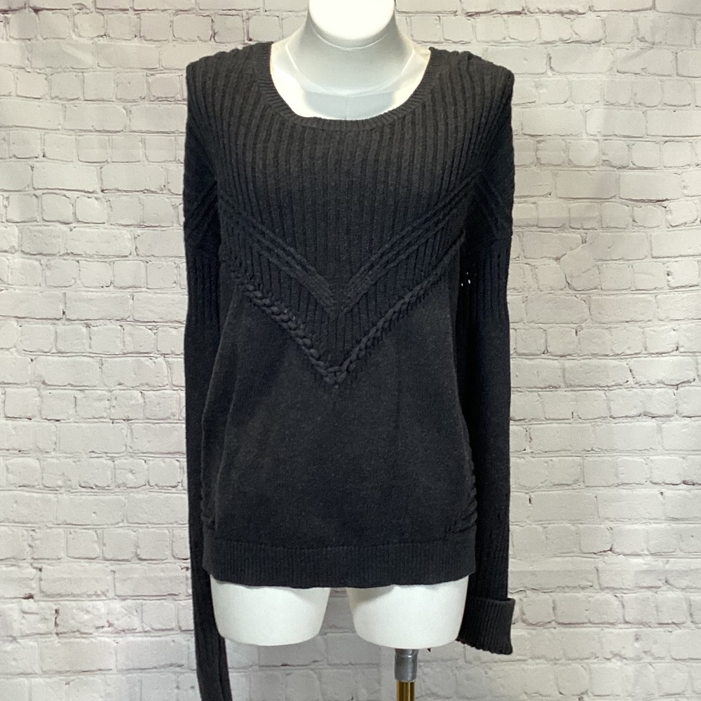 1432. Ella Moss Charcoal Long Sleeve Sweater GUC Size L - Picture 6 of 6